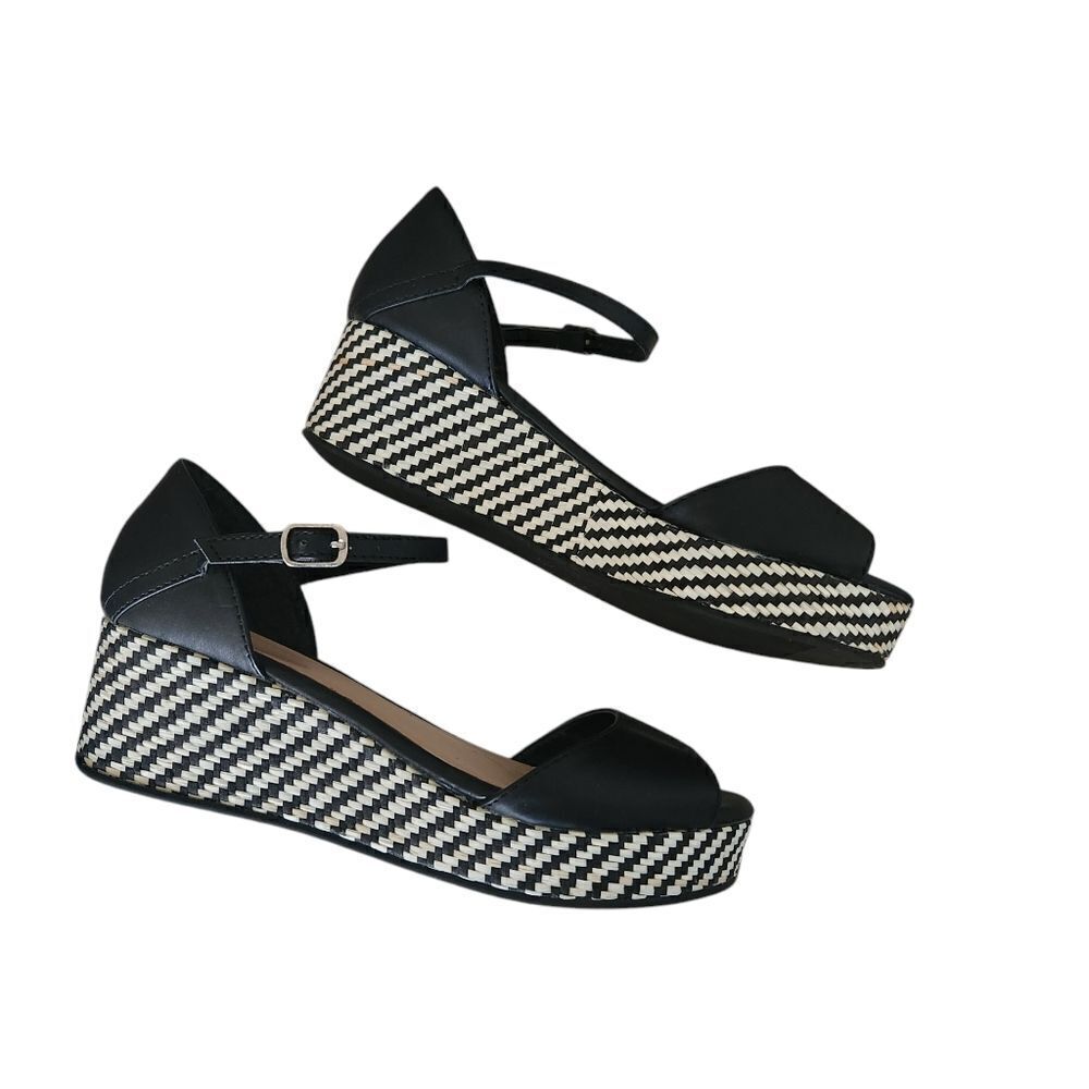 Avon Womens Pattern Wedge Peep-toe Buckle Strap Sandal Shoes Size 6